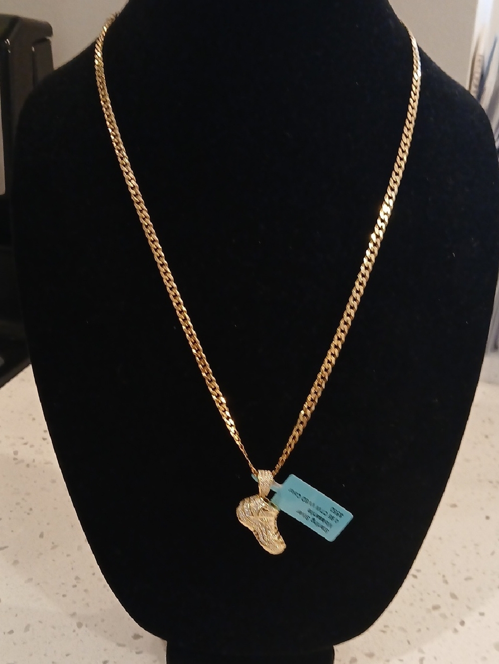 New Gold Over Sterling Silver Shoe Charm With Chain 0.95 CTW